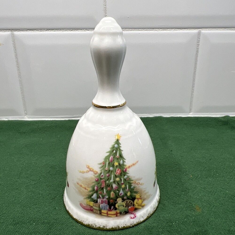 Royal Albert Christmas Magic Bone China Bell 90' England Gold Trim Holiday Decor